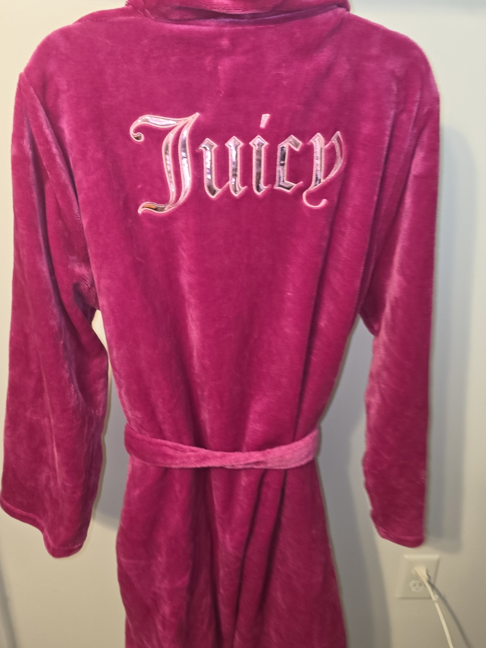 Juicy Couture Kids Fuchsia Velour Robe - Juicy Logo